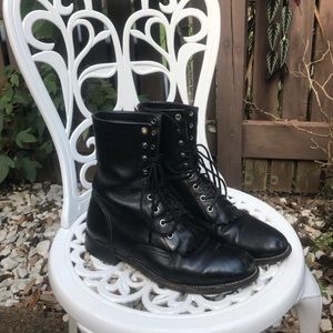 7.5 black Justin combat boots vintage